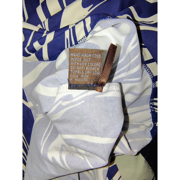 NWT J.McLaughlin Sage 3/4 Slv Marble Print Navy Blue White Cream Rouched Dress - Picture 7 of 7